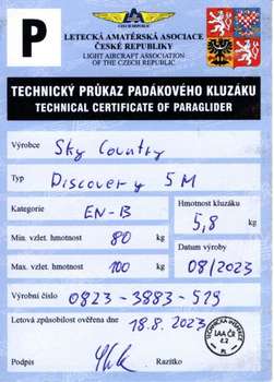 Sky Country DISCOVERY 5 M 80-100kg TC valid With listing bag